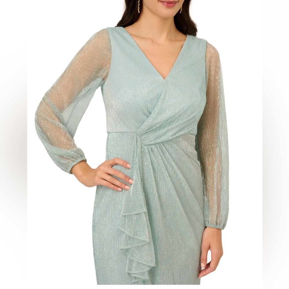 NEW Adrianna Papell Metallic Mesh Gown
